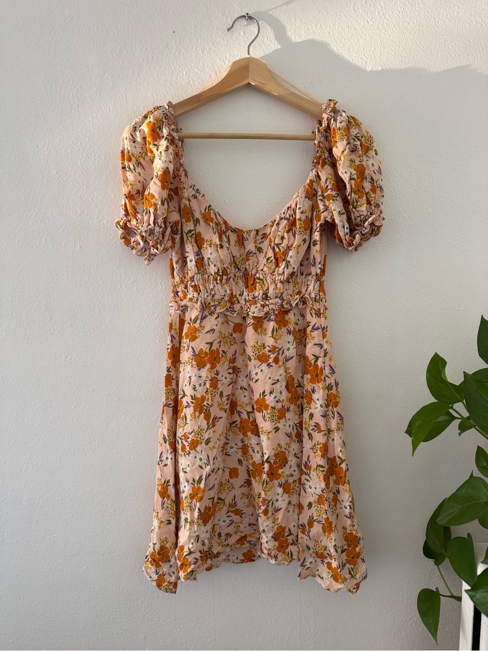 Astr Pink Mini Dress with Orange Floral Print